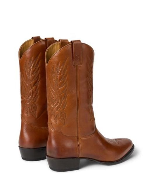 Ralph Lauren Brown Leather Western Boot for men