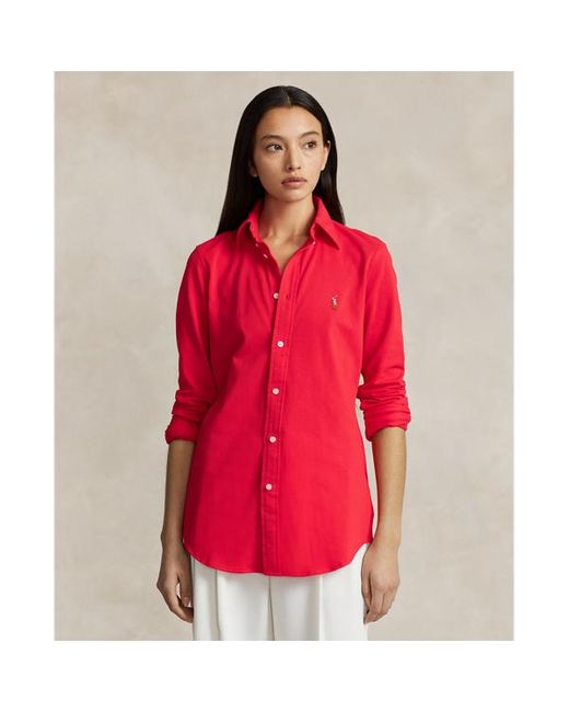 Polo Ralph Lauren Red Slim Fit Knit Cotton Oxford Shirt