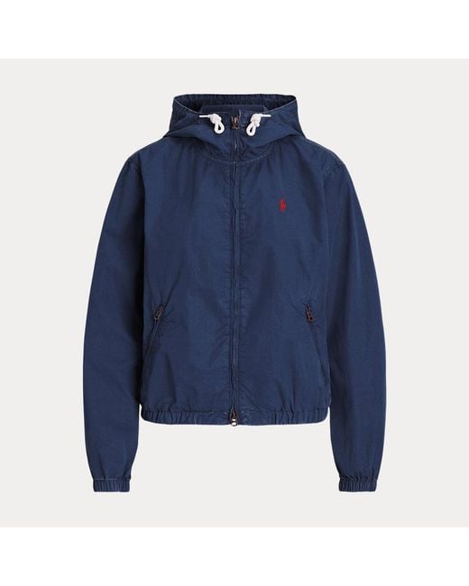 Polo Ralph Lauren Blue Washed Twill Hooded Jacket