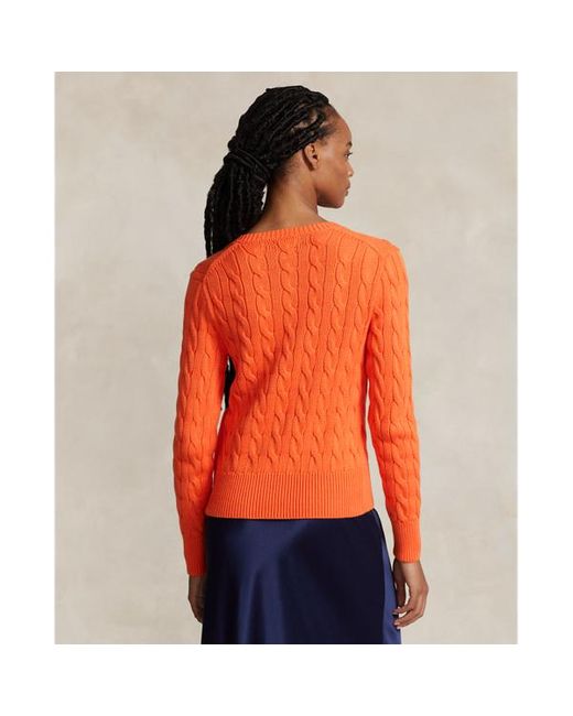 Polo Ralph Lauren Kabelgebreid Vest Met Ronde Hals in het Orange