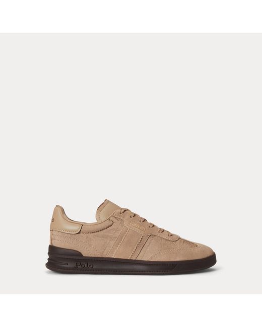 Ralph Lauren Natural Heritage Aera Suede-Trim Trainer