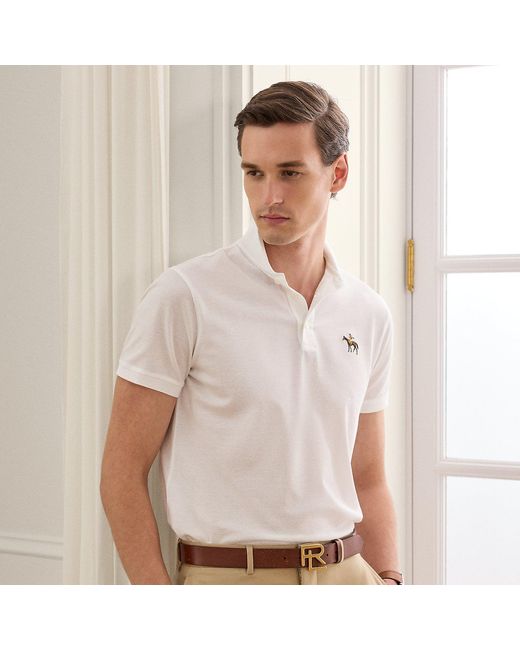 Ralph Lauren White Custom Slim Fit Piqué Polo Shirt for men