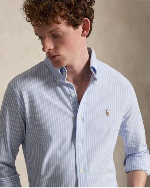 Polo Ralph Lauren Blue Striped Knit Oxford Shirt for men