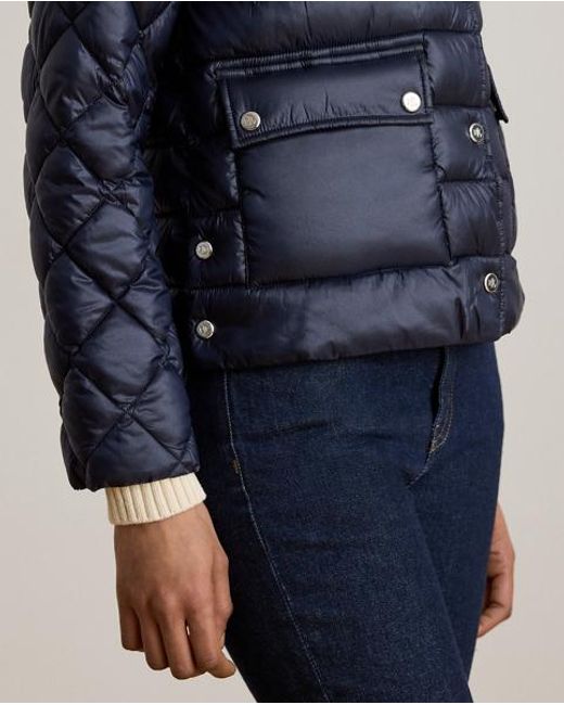 Ralph Lauren Blue Quilted Mockneck Puffer Jacket