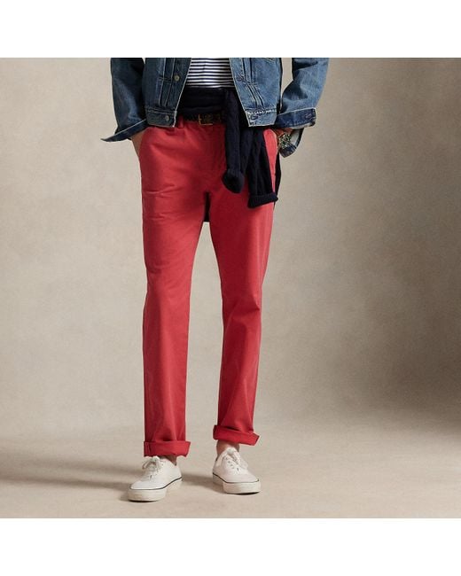 Pantaloni Bedford stretch Straight-Fit di Polo Ralph Lauren in Red da Uomo