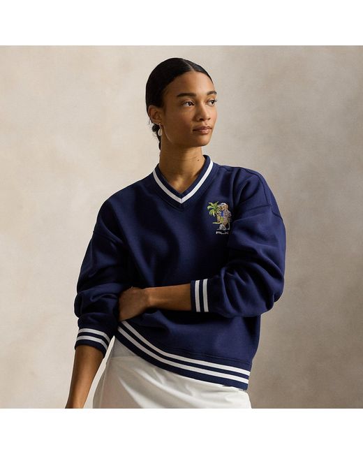 Ralph Lauren Blue Polo Bear V-Neck Pullover