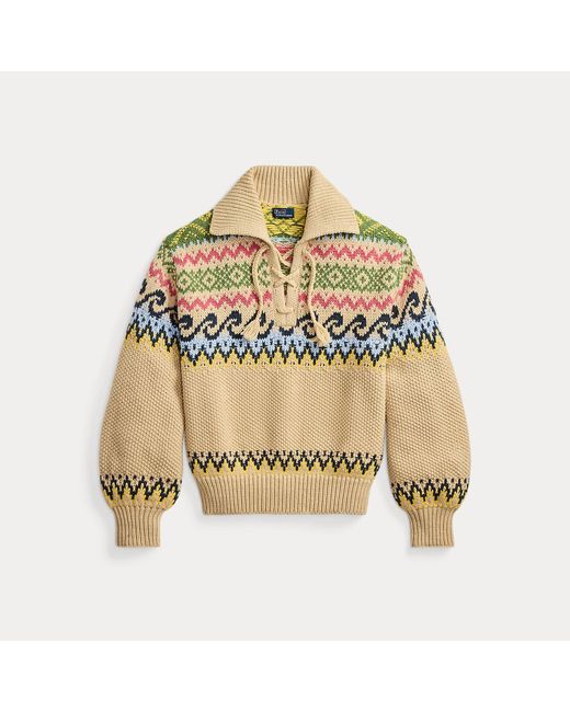 Polo Ralph Lauren Metallic Fair Isle Lace-Up Jumper