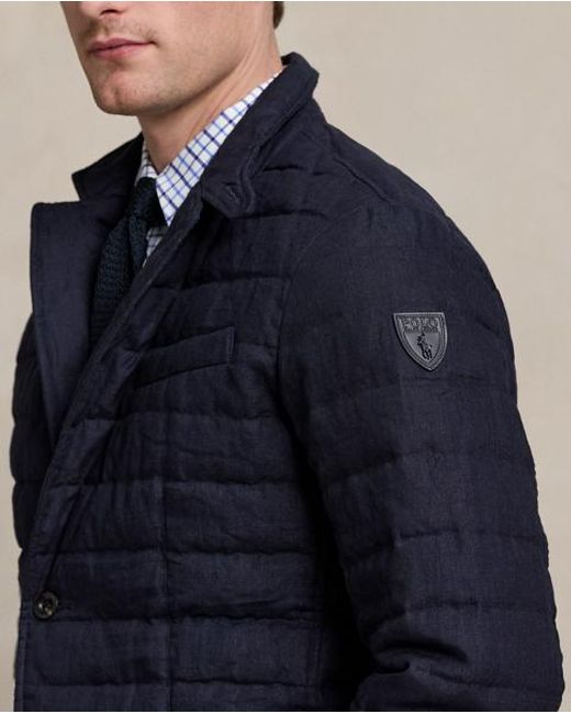 Polo Ralph Lauren Blue Quilted Linen Down Jacket for men