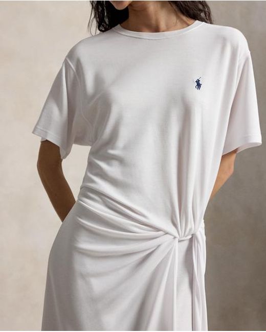 Polo Ralph Lauren White Twist-Detail Tee Dress