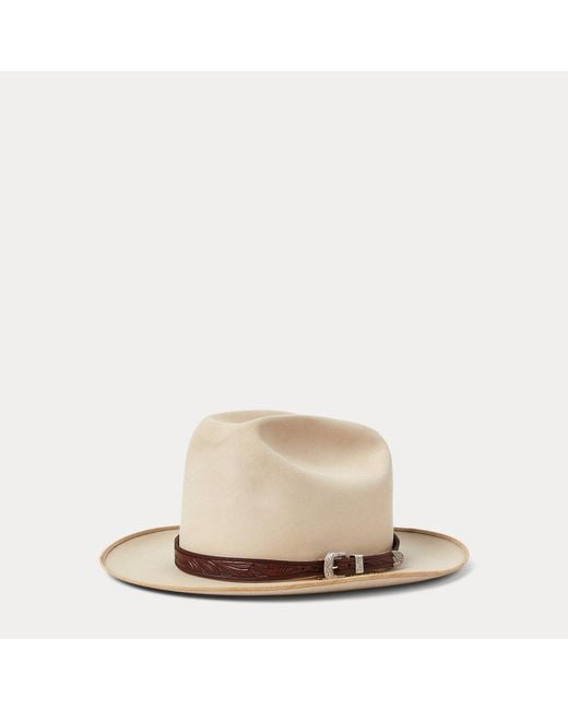 RRL Brown Hand-Tooled Leather Hat Band for men