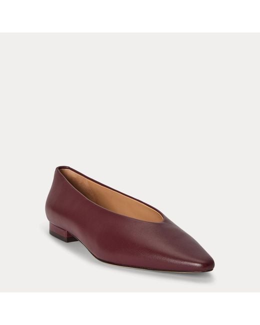 Ralph Lauren Red Audri Nappa Leather Ballet Flat
