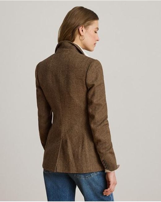 Ralph Lauren Brown Cotton-Blend Herringbone Blazer