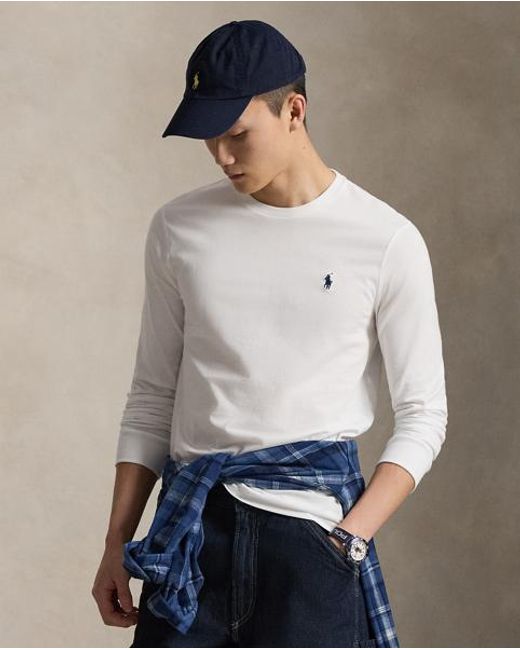 Polo Ralph Lauren White Custom Slim Jersey Long-Sleeve T-Shirt for men
