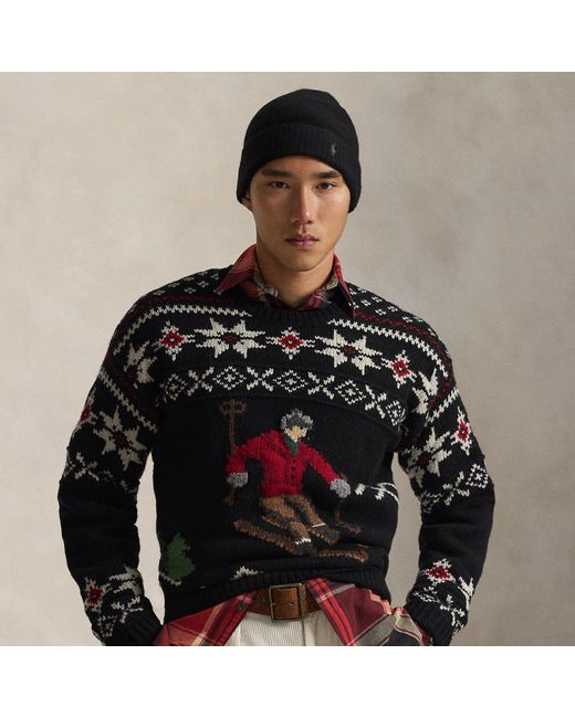Pull En Laine À Motif Skieur Polo Ralph Lauren pour homme en coloris Black