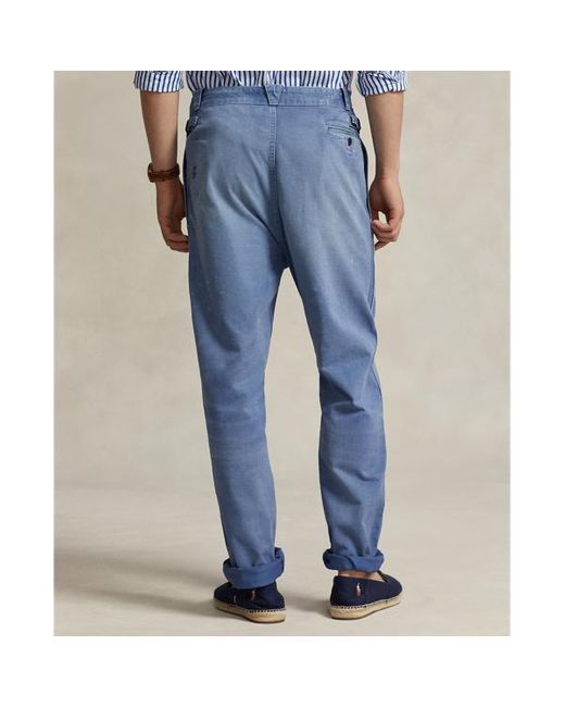 Polo Ralph Lauren Blue Straight Fit Distressed Twill Trouser for men