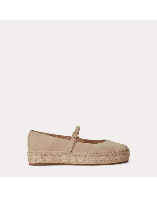 Ralph Lauren Natural Luize Suede Mary Jane Espadrille