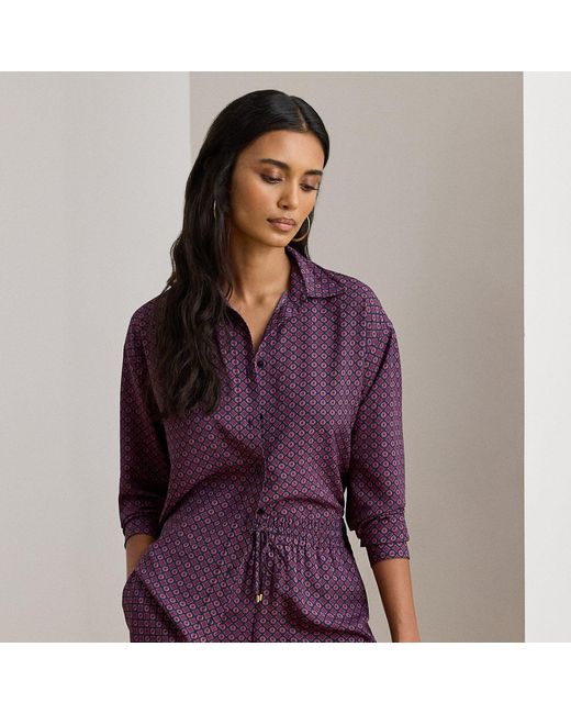 Ralph Lauren Purple Relaxed Fit Foulard-Print Crepe Shirt