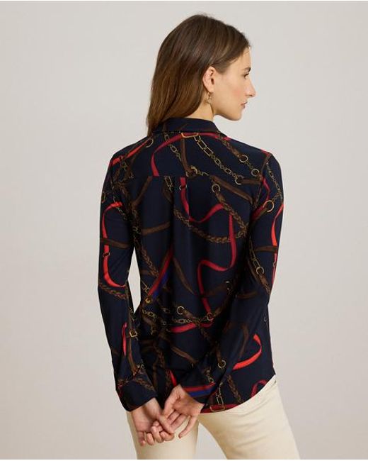 Ralph Lauren Blue Slim Fit Belting-Print Jersey Shirt