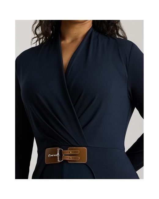 Taglie Plus - Tuta in jersey con scollo a V incrociato di Ralph Lauren in Blue