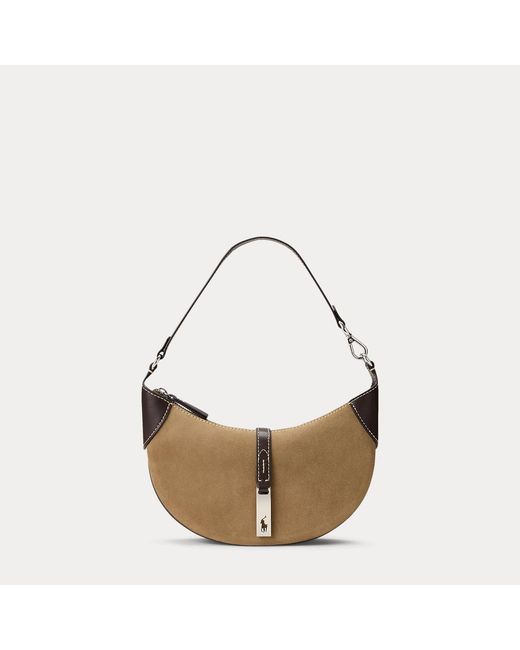 Polo Ralph Lauren Brown Mini Polo Id Suede Shoulder Bag