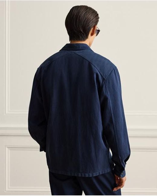 Ralph Lauren Blue Garment-Dyed Cotton-Linen Shirt for men