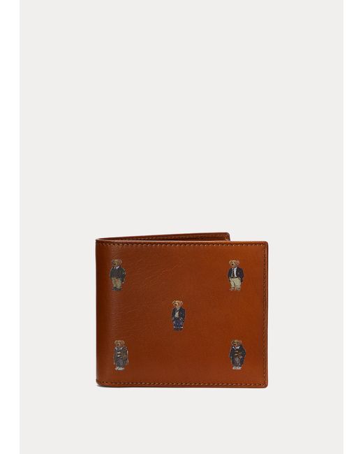 Polo Ralph Lauren Brown Polo Bear Leather Billfold Wallet for men