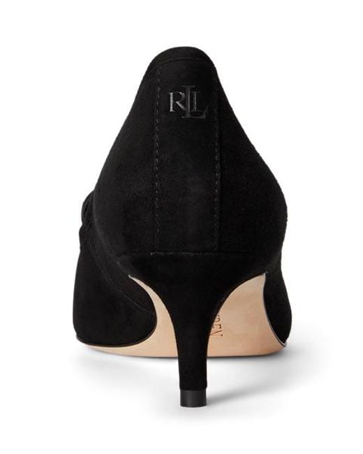 Ralph Lauren Black Adrienne Suede Kiltie Pump