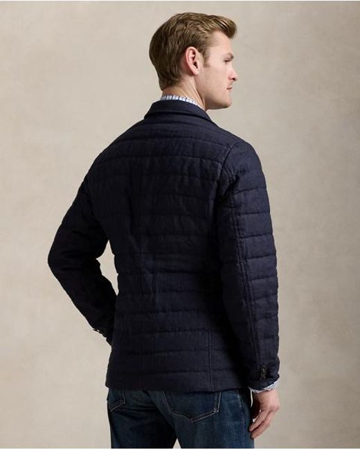 Polo Ralph Lauren Blue Quilted Linen Down Jacket for men