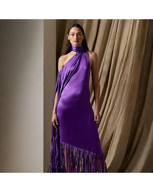 Ralph Lauren Collection Purple Marlee Stretch Charmeuse Evening Dress