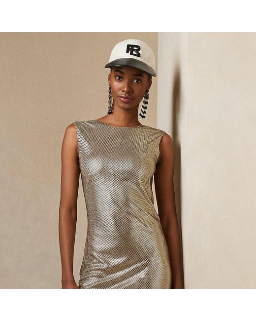 Ralph Lauren Collection Ralph Lauren Donelle Metallic Jersey Cocktail Dress  in Green | Lyst UK