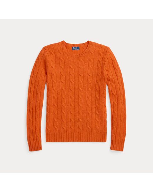 Polo Ralph Lauren Orange Cable-knit Cashmere Sweater