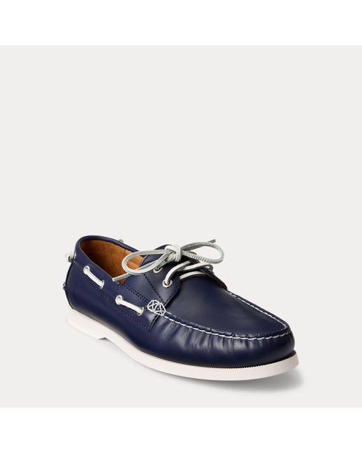 Polo Ralph Lauren Blue Leather Merton Boat Shoes for men