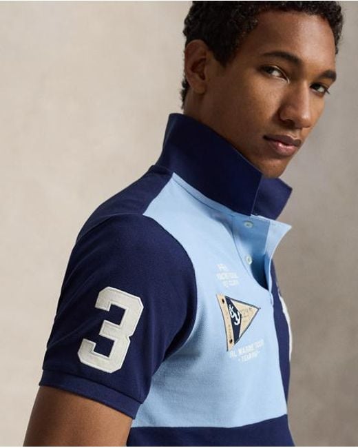 Polo Ralph Lauren Blue Custom Slim Fit Big Pony Mesh Polo Shirt for men