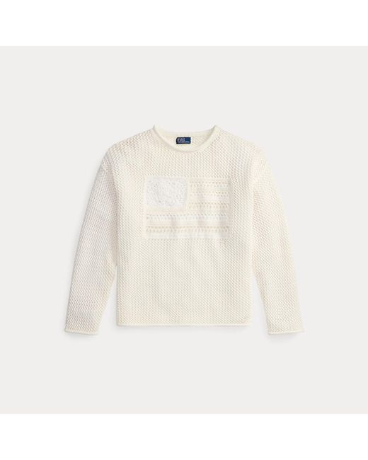 Polo Ralph Lauren Gray Tonal Flag Pointelle Jumper