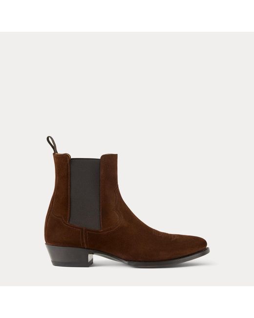 Ralph Lauren Brown Ralph Lauren Calf-Suede Chelsea Western Boot for men