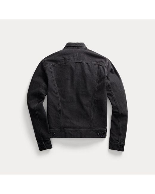 RRL Gedragen Zwart Denim Truckerjack in het Black voor heren