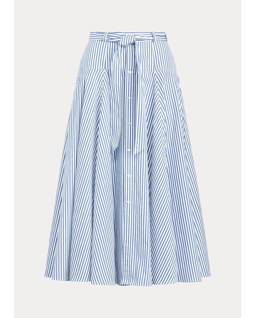 Ralph Lauren Blue Striped Cotton A-line Skirt