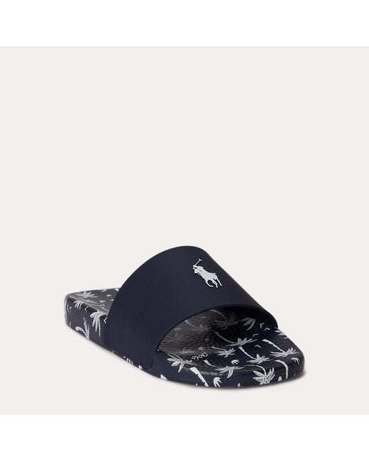 Polo Ralph Lauren Blue Palm Tree Print Slide for men