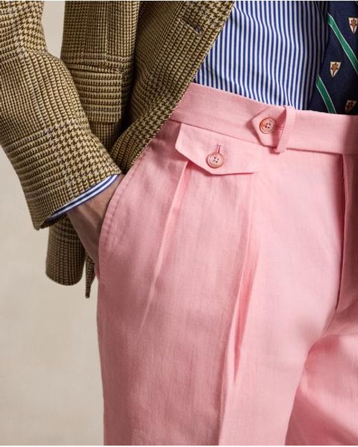 Polo Ralph Lauren Pink Pleated Linen Suit Trouser for men