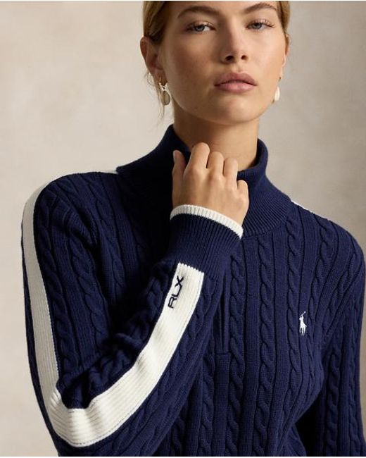 Ralph Lauren Blue Cable-Knit Quarter-Zip Jumper