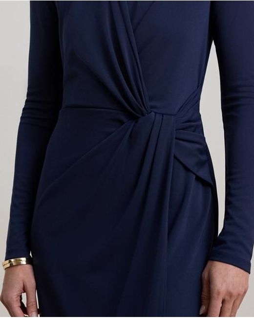Ralph Lauren Blue Twist-Front Jersey Surplice Dress