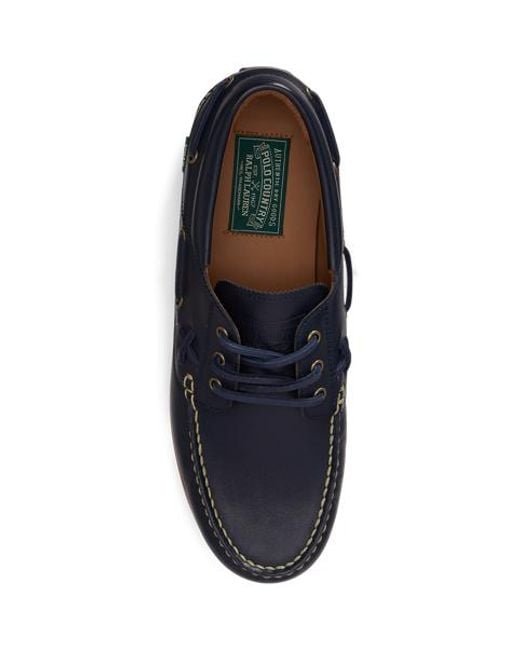 Polo Ralph Lauren Blue Ranger Leather Boat Shoes for men