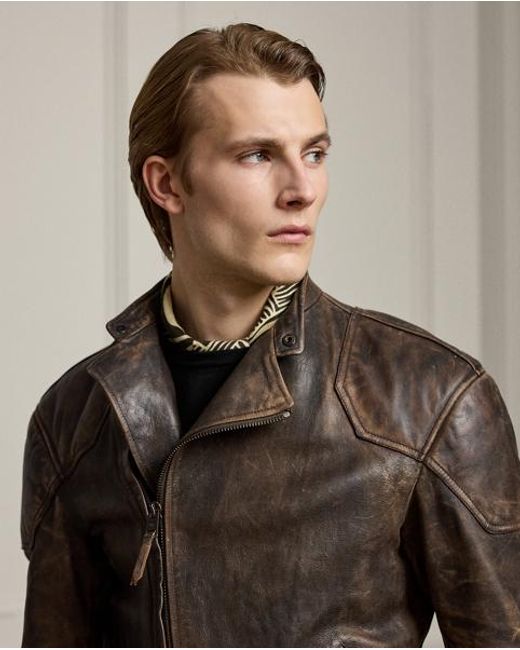 Ralph Lauren Brown Thruxton Leather Moto Jacket for men