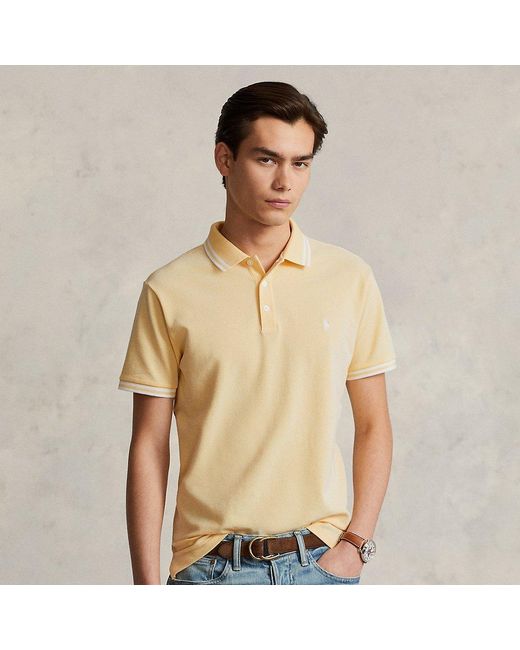 Ralph Lauren Custom Slim Fit Stretch Mesh Polo Shirt in Natural for Men |  Lyst