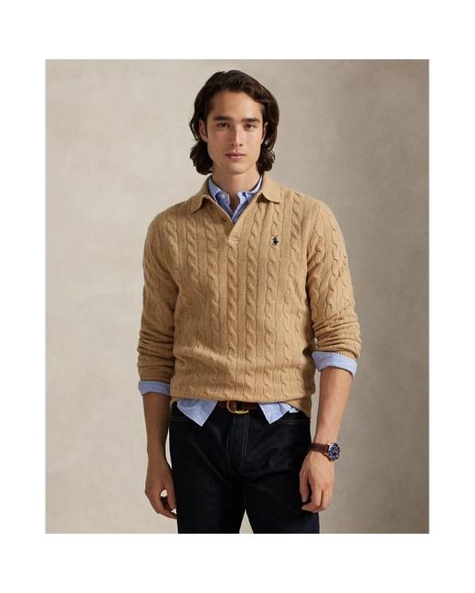 Maglia in lana e cashmere a trecce di Ralph Lauren in Brown da Uomo