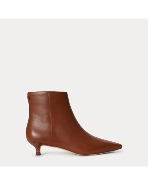 Ralph Lauren Brown Francesca Calfskin Bootie