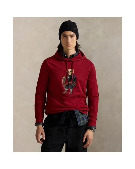 Ralph Lauren Red Polo Bear Jersey Hooded T-Shirt for men