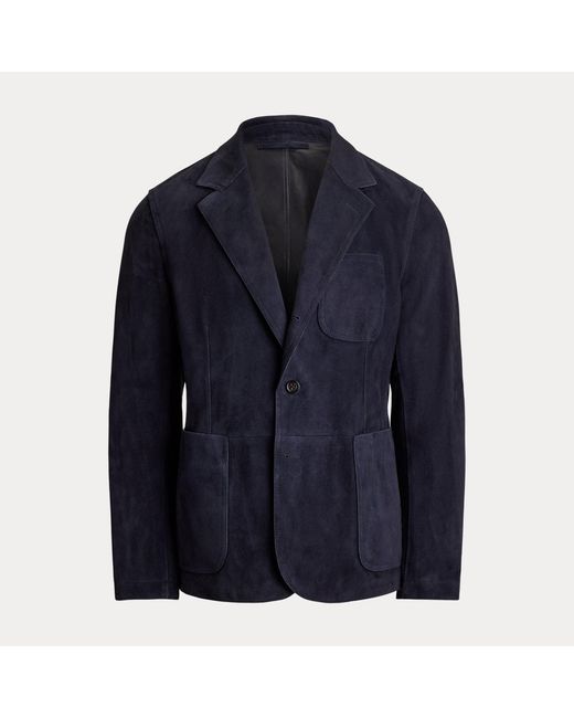 Ralph Lauren Blue Hand-Tailored Suede Blazer for men