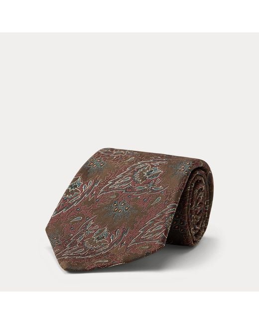 RRL White Handmade Silk Brocade Tie for men