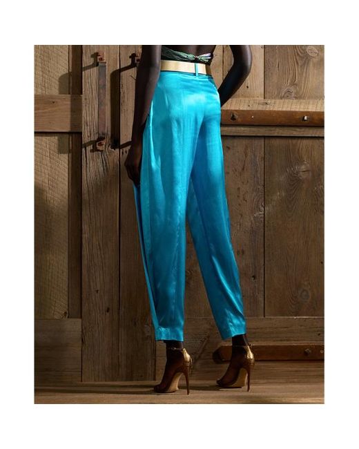 Pantalón Cassidy de charmeuse elástico Ralph Lauren Collection de color Blue